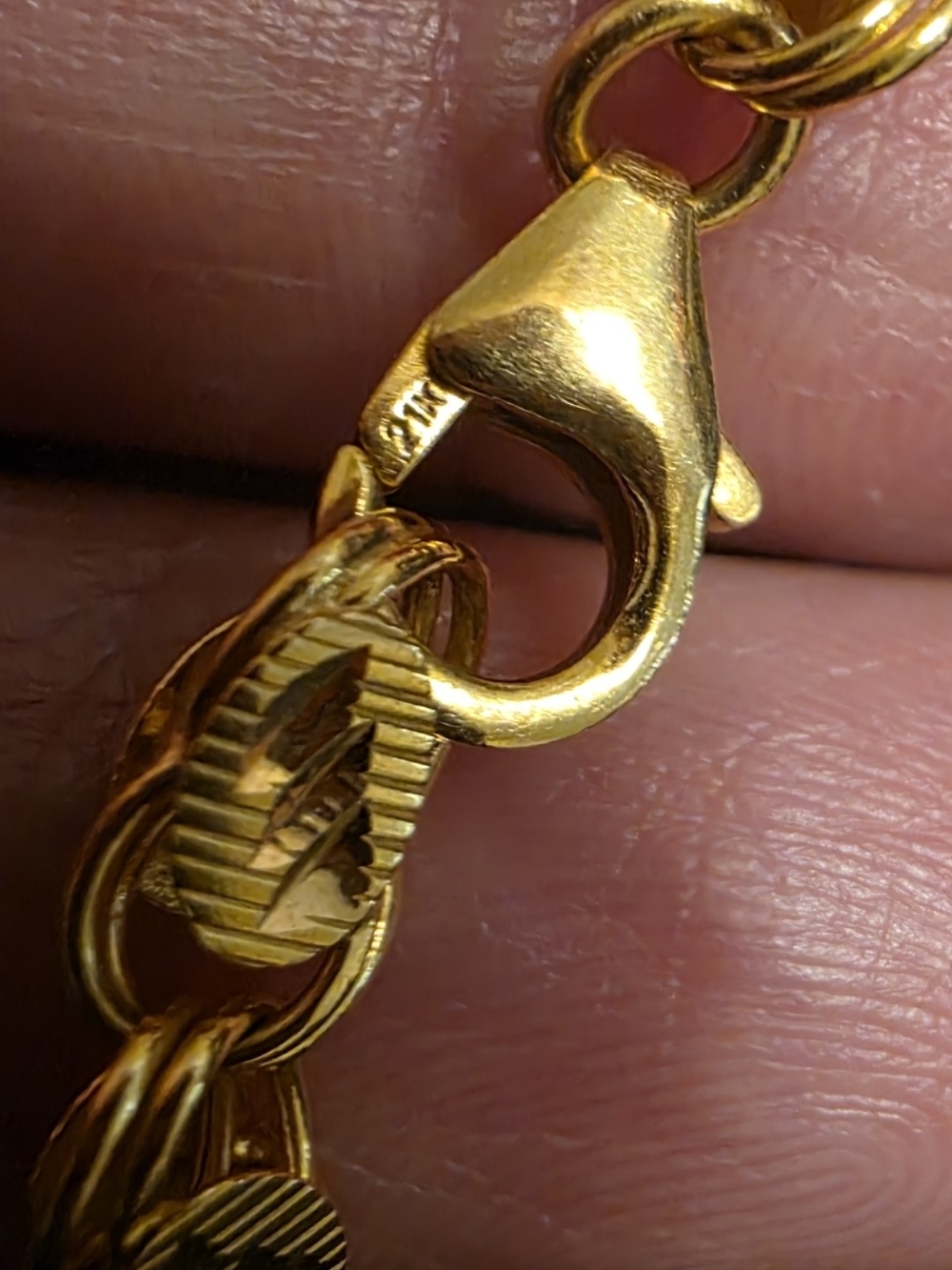 21k Gold Damascus Chain W/ Stamp 21k Not Plated Almost 13grams 16" - Picture 12 of 14